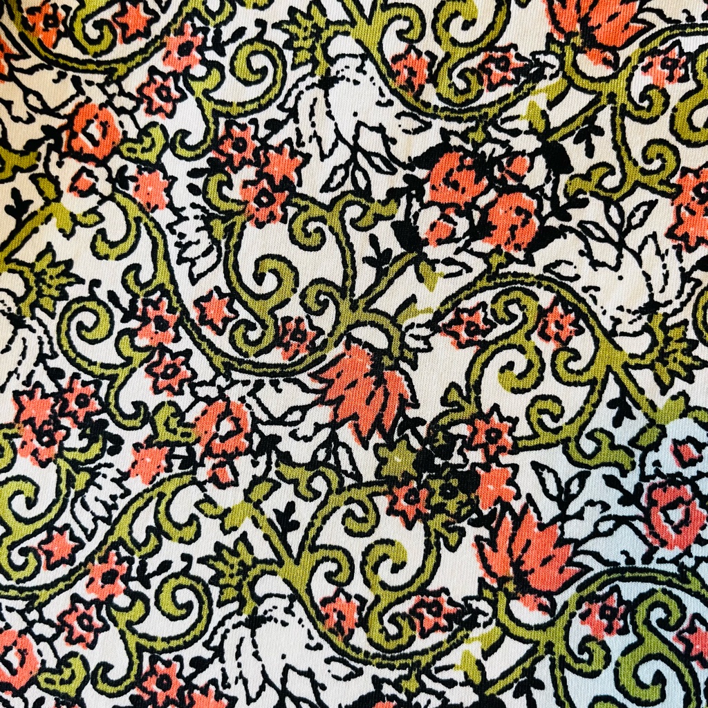 Babydoll With Coral  Green Scrolls